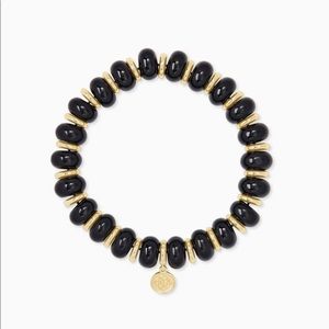 Kendra Scott Rebecca Gold Stretch Bracelet In Black Agate